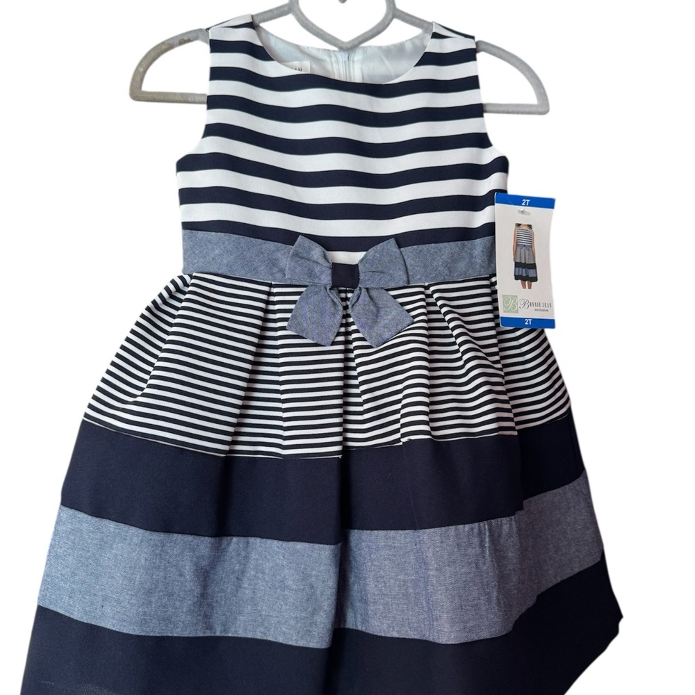 Bonnie Jean Navy and White Striped Dress